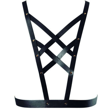 Imbracatura BDSM Maze in Pelle Vegana Nero – Eleganza Erotica Regolabile